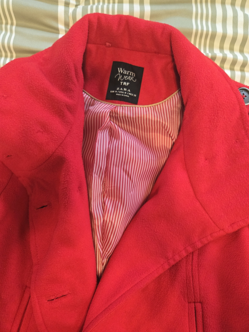 Warm & Cozy Red Double-Breasted Pea Coat by - Picture 3 of 5